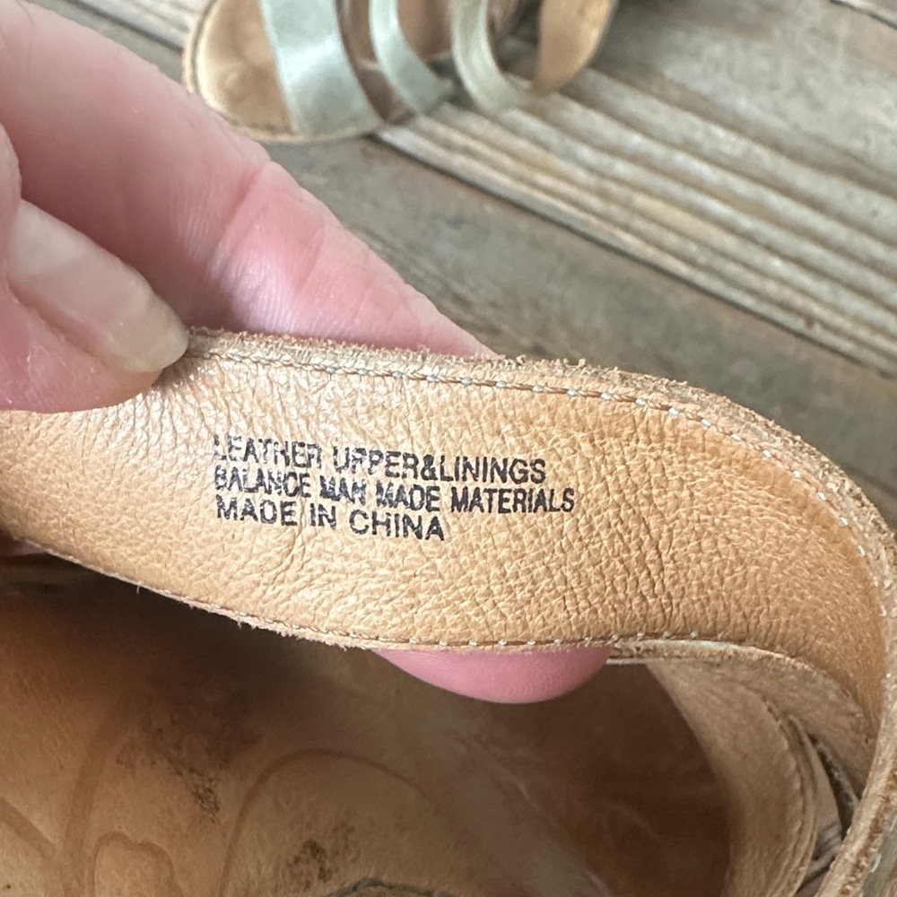 Born Metallic Olive Multi-Strap Cork Wedges - Picture 7 of 8